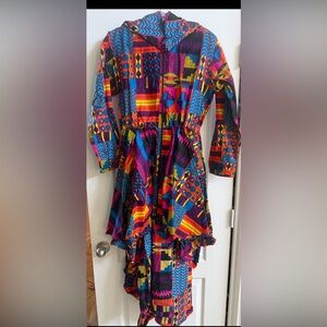 Vibrant Multicolor Geometric Midi Dress